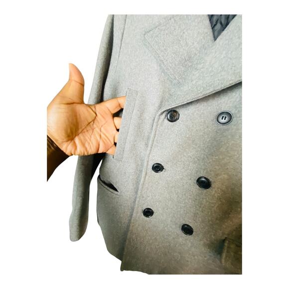 H&M Mens Double Breasted Coat Button Jacket Notch Collar Lined Gray 38R - Picture 3 of 9